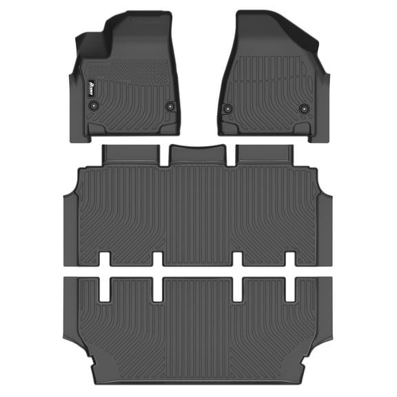 Ikon Motorsports 3D TPE All Weather Waterproof Anti-Slip Front Rear Interior Floor Mats Cargo Liner Carpets For 2021-2027 Chrysler Pacifica Limited