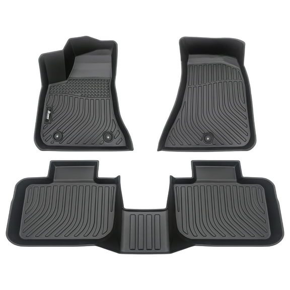 Ikon Motorsports 3D TPE Floor Mats Compatible With 2011-2023 Dodge Charger RWD Chrysler 300 RWD Black 3D Molded All Weather Car Carpets 1st 2nd Row Front Rear Protector Liner 3PC Set