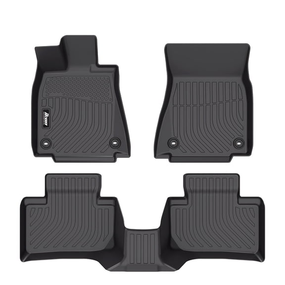 Ikon Motorsports3D TPE Floor Mats, Compatible with 2014-2025 Lexus IS F/IS200t/IS250/IS300/IS350/IS500 RWD, All Weather Waterproof Non-Slip Floor Liners, Front & 2nd Row Interior Accessories, Black
