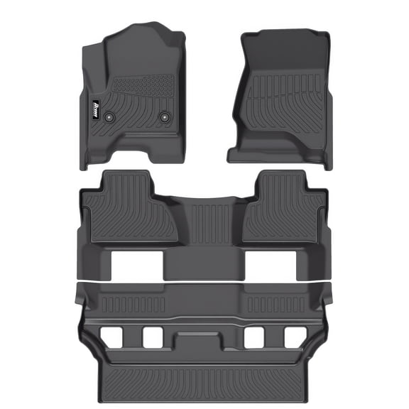 Ikon Motorsports All Weather TPE Floor Mats Liner Fits 2015-2020 Chevy Tahoe/GMC Yukonwith 2nd Row BUCKET Seat, 3D Carpets Guard Black 4PCS