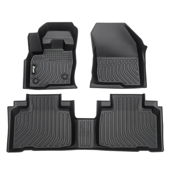 Ikon Motorsports 3D TPE Floor Mats Compatible With 2015-2024 Ford Edge Black 3D Molded All Weather Car Carpets 1st 2nd Row Front Rear Protector Liner 3PC Set