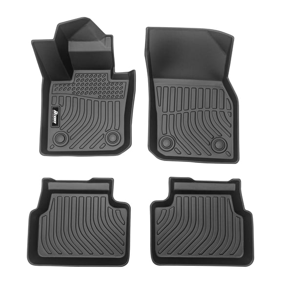 Ikon Motorsports 3D TPE Floor Mats Compatible with 2015-2024 Mini Cooper F55 Hardtop 4 Door, All Weather Waterproof Anti-Slip Floor Liners Front & 2nd Row Full Set Car Interior Accessories Black