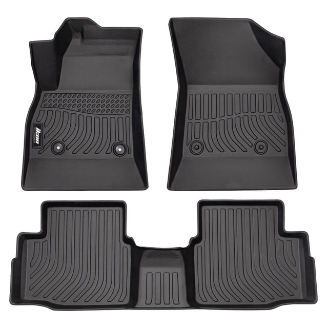 Black Floor Mats For 2008-2016 Chevy Cruze - Nylon Front & Rear Set With Non-Slip Backing