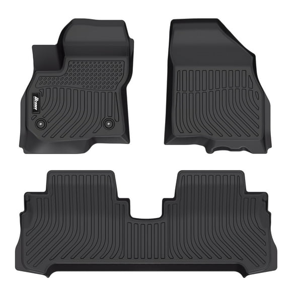 Ikon Motorsports 3D TPE Floor Mats Compatible With 2017-2023 Chevrolet Bolt EV, Black 3D Molded All Weather Car Carpets 1st 2nd Row Front Rear Protector Liner 3PC Set