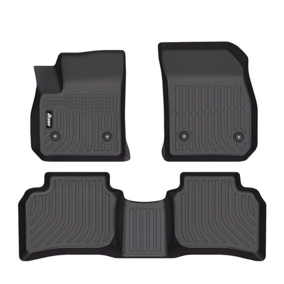 Ikon Motorsports3D TPE Floor Mats, Compatible with 2019-2025 Cadillac XT4, All Weather Waterproof Non-Slip Floor Liners, Front & 2nd Row Full Set Interior Accessories, Black