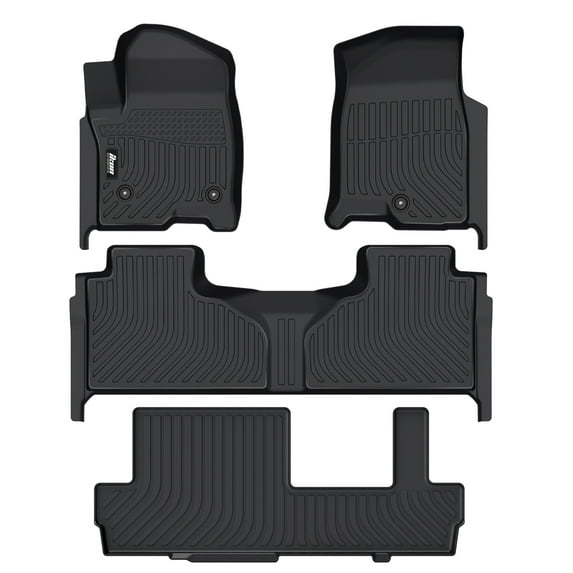 Ikon Motorsports All Weather TPE Floor Mats Liner for 21-24 Chevy Suburban/GMC Yukon XL 8 Seat/2nd Row Bench Seat, 3D Non-slip Carpets Black 4PCS