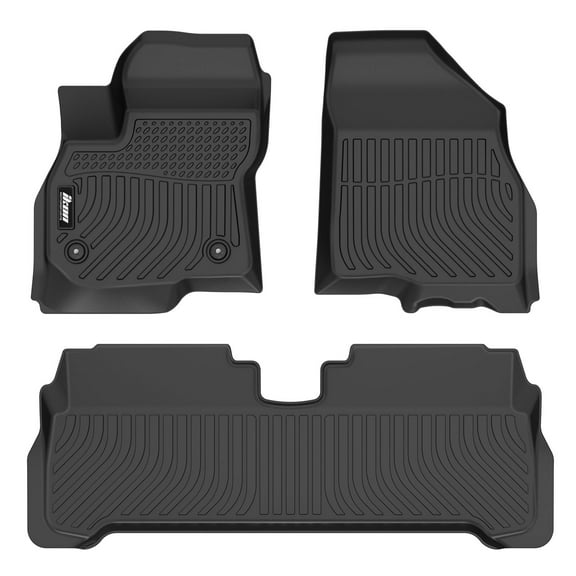 Ikon Motorsports 3D TPE Floor Mats Compatible With 2022-2024 Chevrolet Bolt EUV, Black 3D Molded All Weather Car Carpets 1st 2nd Row Front Rear Protector Liner 3PC Set