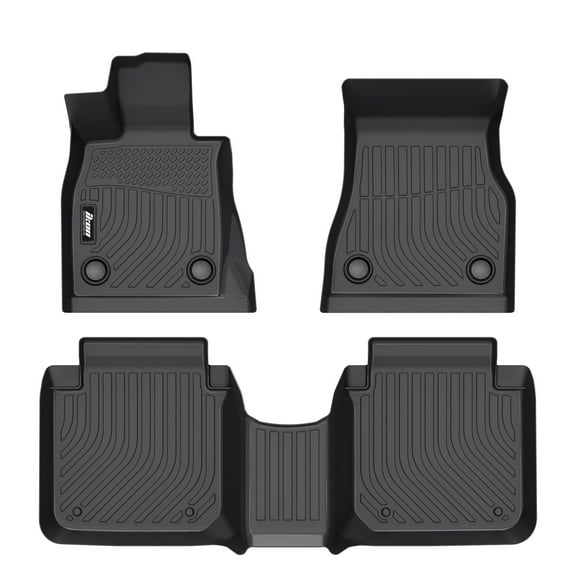 Ikon Motorsports 3D TPE Floor Mats, Compatible with 2023-2025 BMW G70 i7/750e xDrive, All Weather Waterproof Non-Slip Floor Liners, Front & 2nd Row Full Set Interior Accessories, Black