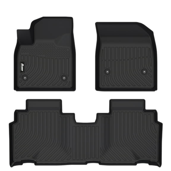 Ikon Motorsports All Weather TPE Floor Mats Liner Fits 2024-2026 Chevrolet Blazer EV 2023-2026 Cadillac Lyriq, 3D Molded Waterproof Carpets Black 3PCS