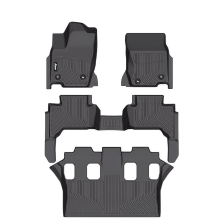Ikon Motorsports 3D TPE Floor Mats Fits 2024-2026 Lexus GX550 7-Seats, All Weather Waterproof Non-Slip Floor Liners, Front & 2nd Row Full Set, Black