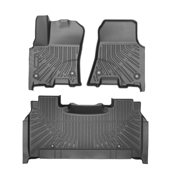 Ikon Motorsports 3D TPE Floor Mats, Compatible with 2025 Ram 1500 Crew Cab Bucket Seat w/ Under Seat Storage Box, All Weather Waterproof Floor Liners, Front & 2nd Row Interior Accessories, Black
