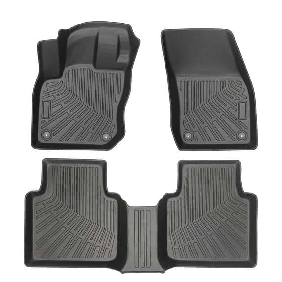 Ikon Motorsports3D TPE Floor Mats, Compatible with 2025-2026 Volkswagen Tiguan, All Weather Waterproof Non-Slip Floor Liners, Front & 2nd Row Full Set, Black