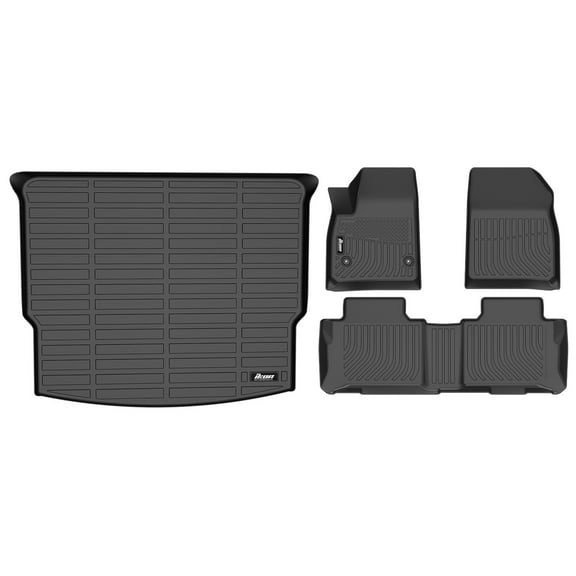 Ikon Motorsports 3D TPE Floor Mats + Trunk Mat Compatible with 2019-2025 Chevy Blazer Black All Weather Waterproof Anti-Slip Floor Liners Full Set Car Interior Accessories Rear Trunk Tray Cargo Mats