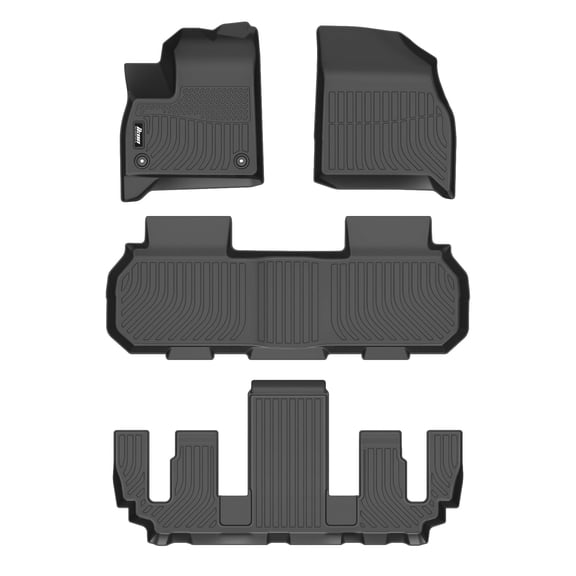 Ikon Motorsports 4PCS 3D TPE Floor Mats Cargo Liner Carpets For 2024-2026 Chevy Traverse GMC Acadia Buick Enclave W/7 Seats 84933241 48982 84961381
