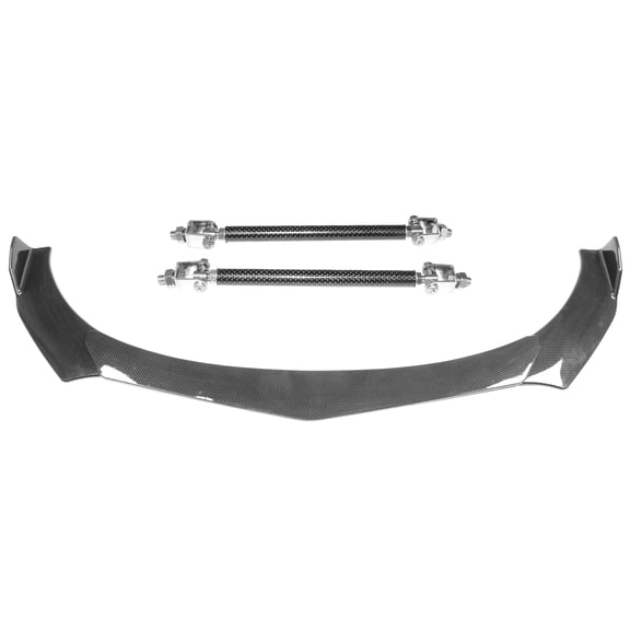 Ikon Motorsports 3PCS Front Bumper Lip Spoiler Air Dam Chin ABS B Style Carbon Fiber Print + 2PCS Strut Splitter Rods Carbon Fiber Bodykit Replacement Compatible With Honda Civic 66"-71" Width Car