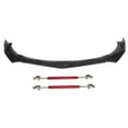 thumbnail image 1 of Ikon Motorsports 3PCS Front Bumper Lip Spoiler Air Dam Chin ABS B Style Gloss Black + 2PCS Strut Splitter Rods Red Added on Bodykit Replacement Compatible With Honda Civic 66"-71" Width Car, 1 of 9