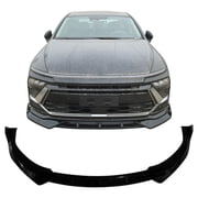 Ikon Motorsports 3PCS Front Bumper Lip Spoiler Chin Splitter For 2024-2026 Hyundai Sonata Not Fit N-Line IKON V1 Style PP Polypropylene Gloss Black