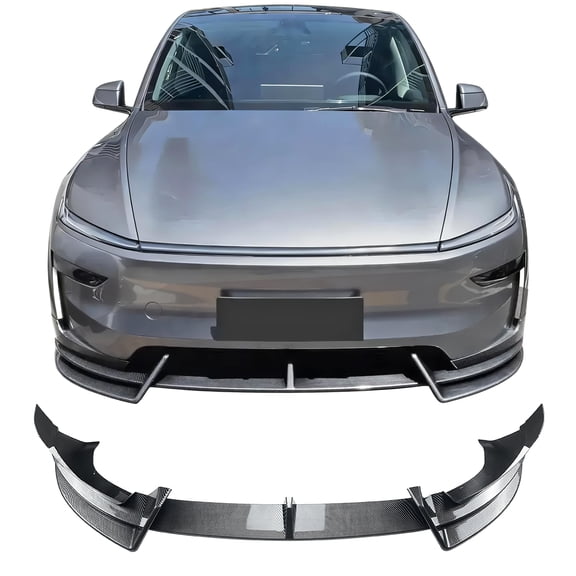 Ikon Motorsports 3PCS Front Lower Bumper Lip Air Dam Chin Spoiler Splitter For 2026 Tesla Model Y Juniper Premium IKON Style Carbon Fiber Print ABS