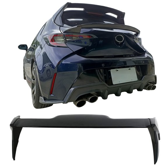Ikon Motorsports 3PCS Rear Roof Window Spoiler Wing Added on Body Kits Compatible With 2019-2025 Toyota Corolla E210 Hatchback & GR Corolla ABS Plastic Unpainted Black