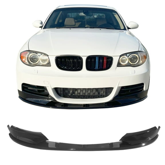 Ikon Motorsports 4PCS Front Bumper Lip Chin Spoiler Splitter For 2008-2013 BMW 1 Series E82 E88 M Sport/M-Tech Bumper Gloss Black ABS Plastic
