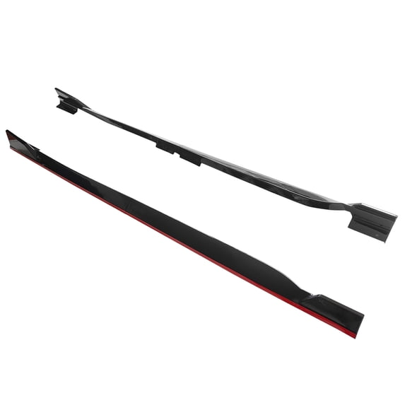 Ikon Motorsports 4PCS Side Skirts Extension Rocker Panels Guard Bodykit Replacement Compatible With 2018-2022 Honda Accord PP Polypropylene Gloss Black W/Red Edge 2019 2020 2021