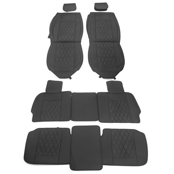 Ikon Motorsports 5-Seat Car Seat Covers Compatible with 2009-2023 Dodge Ram 1500, 2010-2023 Dodge Ram 2500/3500 Pickup with Split Seat Black PU Leather Seat Cover Cushion Protectors