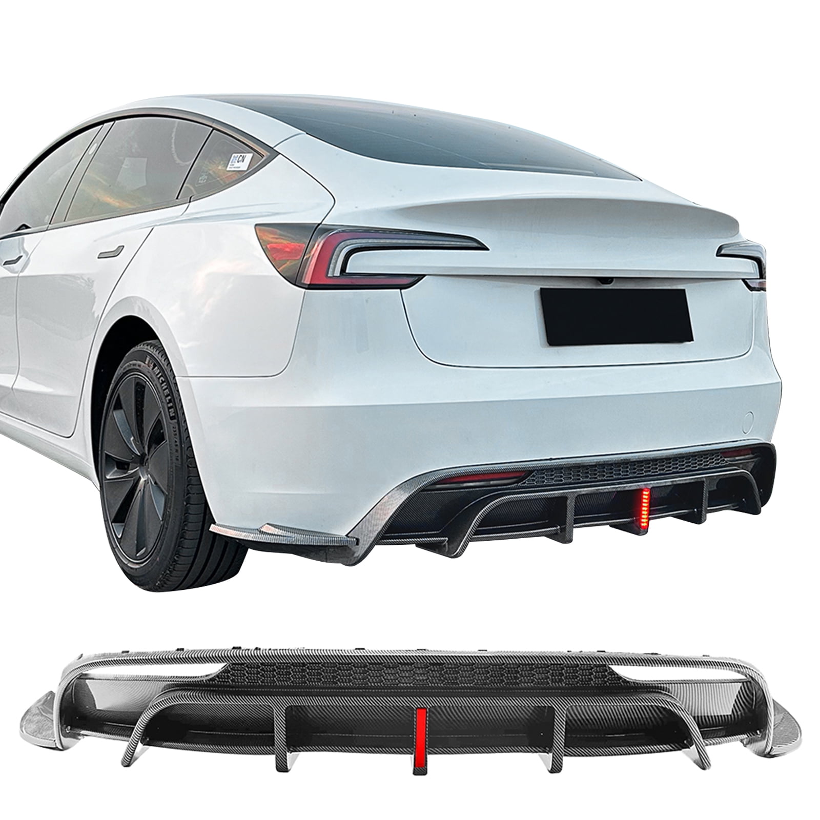 Pp Rear Bumper Ikon Motorsports 5PCS Rear Bumper Lip Diffuser W/LED Lower Valance ...