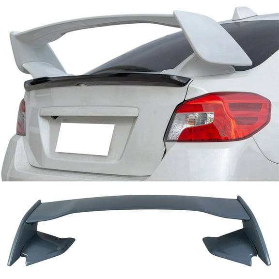 Ikon Motorsports 5PCS Rear Trunk Deck Spoiler Wing Lip For 2012-2016 Subaru Impreza Sedan & 2015-2021 WRX/WRX STI, STI Style Painted #PAF Cool Gray Khaki ABS