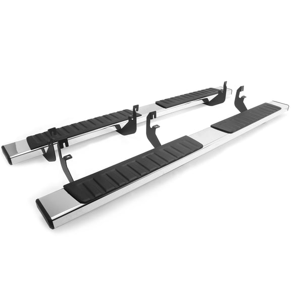 Ikon Motorsports 6" Rectangular Running Boards Side Step Nerf Bars For 2015-2026 Chevrolet Colorado & GMC Canyon Crew Cab, OE Style Stainless Steel