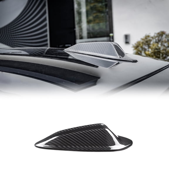 Ikon Motorsports Antenna Tim Compatible with 2023-2024 BMW 3 Series G20 LCI OE Style Rear Roof Shark Fin Antenna Cover - Dry Carbon Fiber