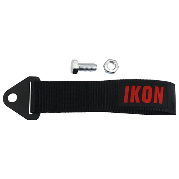Ikon MotorsportsBlack Tow Straps Compatible withUniversal Truck SUV ATV UTV Off-road, 5700lbs Heavy Duty Custom Decorative Trailer Belt Rope Hook w/ IKON Logo