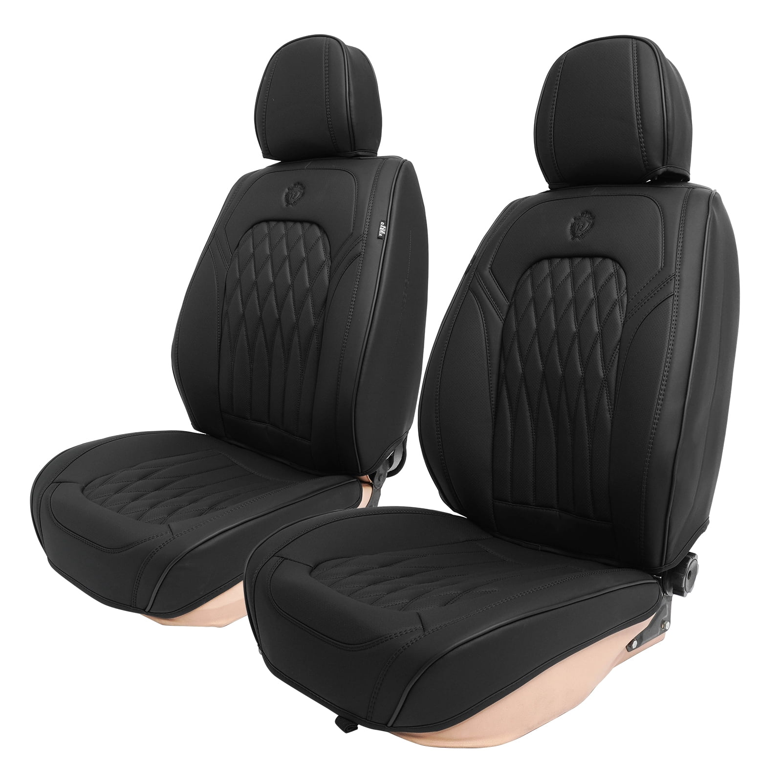 Ikon Motorsports Car Seat Covers for 5 Passenger Cars, Black PU Leather 05 Style Universal Fit Auto Seat Protector, Front Rear Full Set