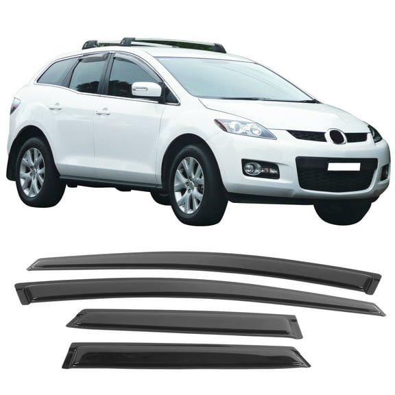 Ikon Motorsports Compatible with 08-12 Mazda CX7 Acrylic Window Visors Vent Windshield Deflector Rain Guard 4Pc Set Outside Mount 2008 2009 2010 2011 2012