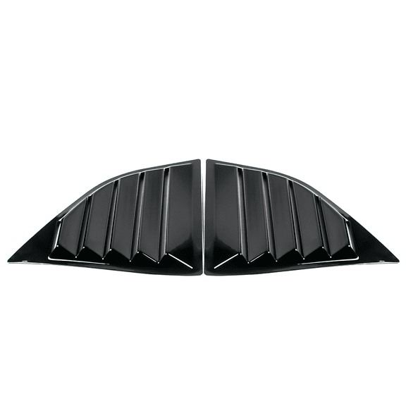 Ikon Motorsports Compatible with 08-23 Dodge Challenger XE V2 Style Gloss Black Rear Quarter Side Window Louvers Scoop Cover Vent 2Pc Set 2008 2009 2010 2011 2012 2013 2014 2015 16 17 18 2019 20