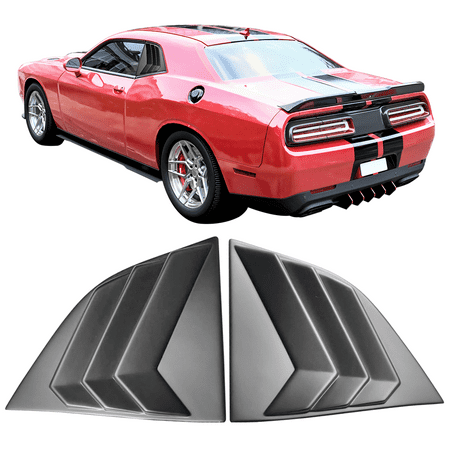 Ikon Motorsports Compatible with 08-23 Dodge Challenger XE V3 Style Rear Quarter Side Window Louvers Scoop Cover Vent 2PC Matte Black PP 2008 2009 2010 2011 2012 2013 2014 15 16 2017 2018 2019 2020