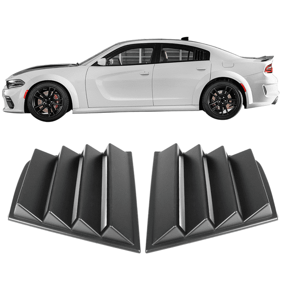 Ikon Motorsports Compatible with 11-23 Dodge Charger V1 Style Side Window Scoop Louver Cover Matte Black PP 2011 2012 2013 2014 2015 2016 2017 2018 2019 2020