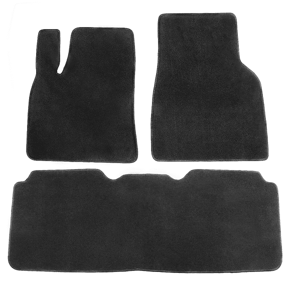 Ikon Motorsports Compatible with 12-19 Tesla Model S Nylon OE Factory Style All Weather Floor Mat Carpet 3pcs Black 2012 2013 2014 2015 2016 2017 2018 2019