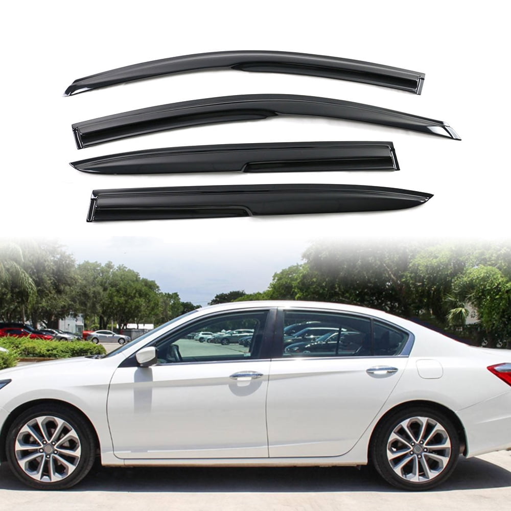 Ikon Motorsports Compatible with 13-17 Honda Accord Sedan MU Style Acrylic Window Vent Visor Deflector Rain Guards 4Pc Outside Mount 2013 2014 2015 2016 2017