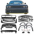 thumbnail image 1 of Ikon Motorsports Compatible with 2008-2014 Dodge Challenger 2015+ SRT Hellcat Style Rear Bumper Cover + Front Bumper Cover + IKON V1 Matte Black Rear Diffuser + Demon Front Lip + Demon Fender Flare PP, 1 of 7