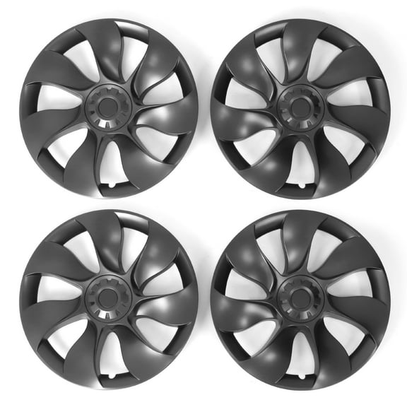 Ikon Motorsports Compatible With 2020-2024 Tesla Model Y 19" Wheel Cover Gunmetal Symmetry Design Style ABS Hubcaps Whirlwind Shaped Hub Cap Cyclone Rim Skin Covers 4PCS Replacement