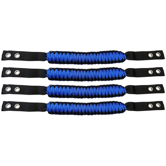Ikon Motorsports Compatible With 2021-2025 Ford Bronco 2/4 Door 4PCS Roll Bar Grab, Blue Nylon Interior Roll Bar Handles Grab Paracord Grip Accessories