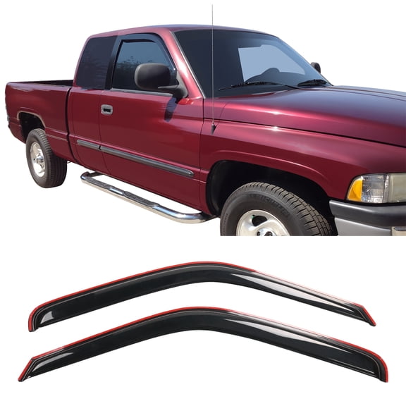 Ikon Motorsports Compatible with 94-01 Dodge Ram Coupe In Channel Style Acrylic Window Visors Vent Deflector Rain Guard 2Pc Set 1994 1995 1996 1997 1998 1999 2000 2001