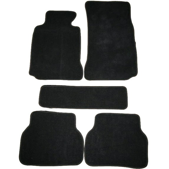 Ikon Motorsports Compatible with 97-03 E39 5-Series 4Dr OE Factory Style Black Nylon Carpet Car Floor Mats Front Rear 5pcs 1997 1998 1999 2000 2001 2002 2003