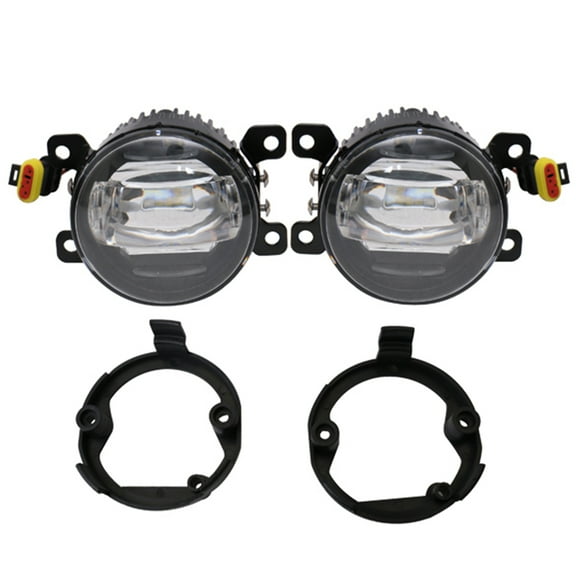 Ikon Motorsports Compatible with Ford Mustang, Ford Focus, Ford Taurus X, Ford Transit Connect; Lincoln LS & Navigator Front LED Fog Lamp Foglight Pair LH RH Clear Lens W/ Wire Harness