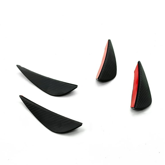 Ikon Motorsports Compatible with Universal Front Bumper Lip Fit Adjustable Spoiler Protector Polyurethane Carbon Fiber Print Style Black Splitters Fin, for Most Cars Sedan Coupe Hatchback Wagon 4PCS