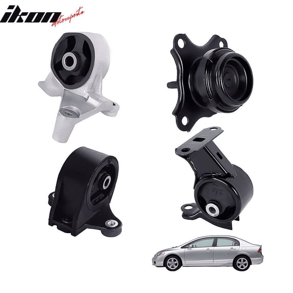 Ikon Motorsports Compatible with 01-05 Honda Civic 1.7L Manual Engine Motor Transmission Mount Kit 4PC Set