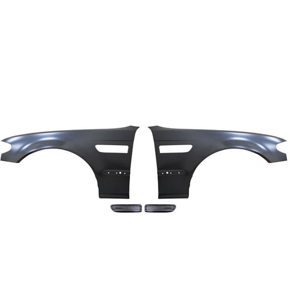 Ikon Motorsports Compatible with 02-04 BMW E46 3 Series 4D M3 Style Metal Fenders + Chrome Side Vent
