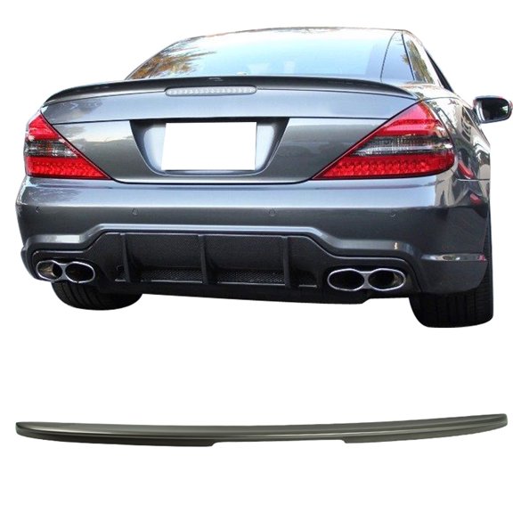 Ikon Motorsports Compatible with 03-11 Benz SL-Class R230 AMG Painted ABS Trunk Spoiler #723 Pewter Metallic