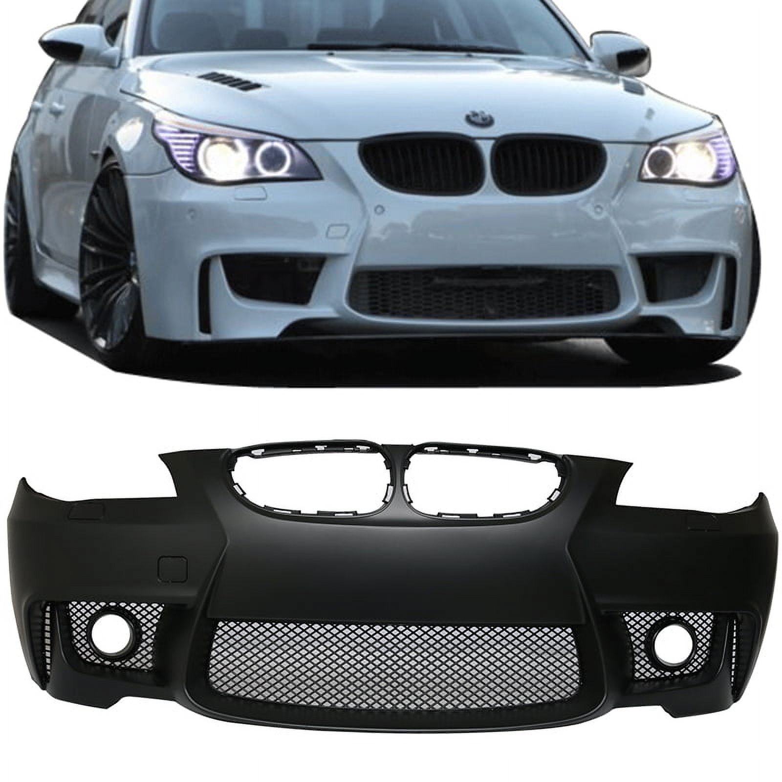 Ikon Motorsports Compatible with 04-10 E60 5-Series 1M Style Front Bumper  Cover Replacement Bodykit Full 
