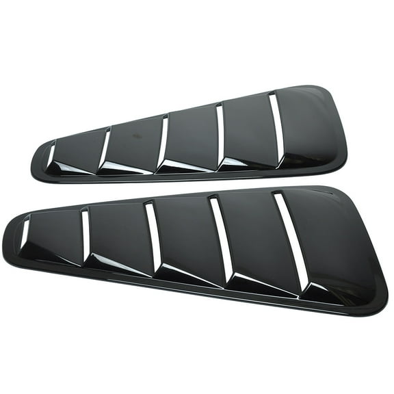 Ikon Motorsports Compatible with 05-09 Ford Mustang V6 Painted Gloss Black Rear Quarter Side Window Louvers Scoop Cover Vent Panel Pair - ABS